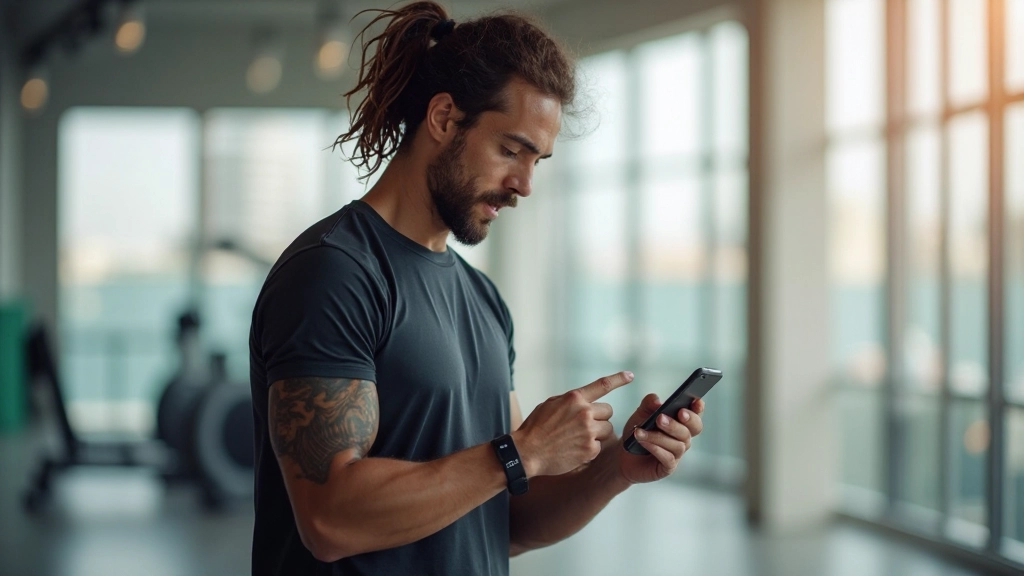 رياضي يستخدم أجهزة قياس متقدمة لتتبع أدائه الرياضي