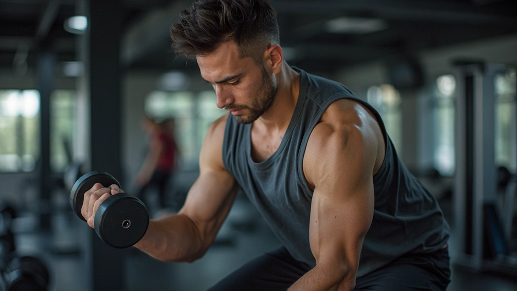 رياضي يؤدي تمرين برفع الأثقال بتقنية صحيحة تحت إشراف مدرب